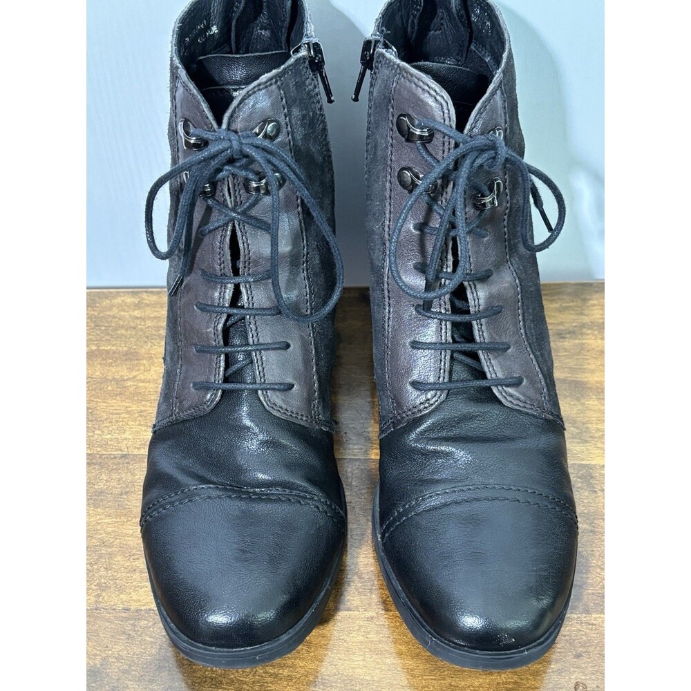 Clarks Morgan Carla Boot Womens 10 M Black Leather Lace Up Lug Utilitarian - Picture 4 of 12